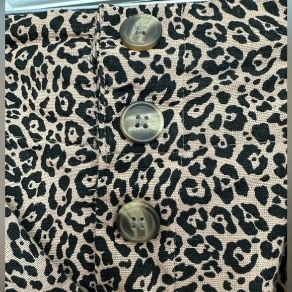 American Eagle Y2K Skirt Buttons Belted Linen Blend Cheetah Pull On Brown Size S - Picture 4 of 9